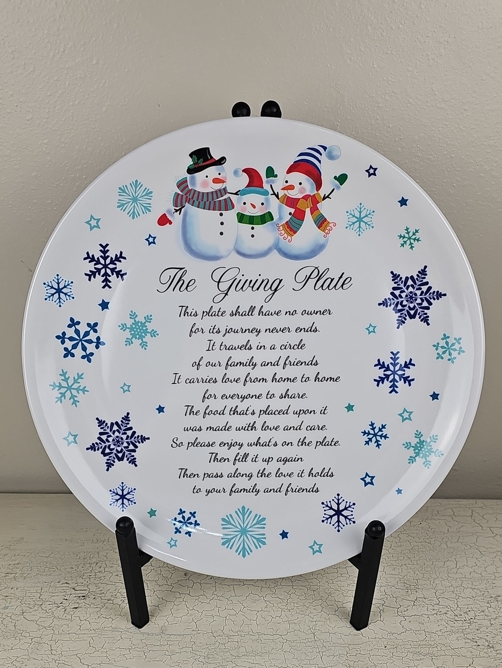The Giving Plate Holiday Snowman Serving Plate EUC